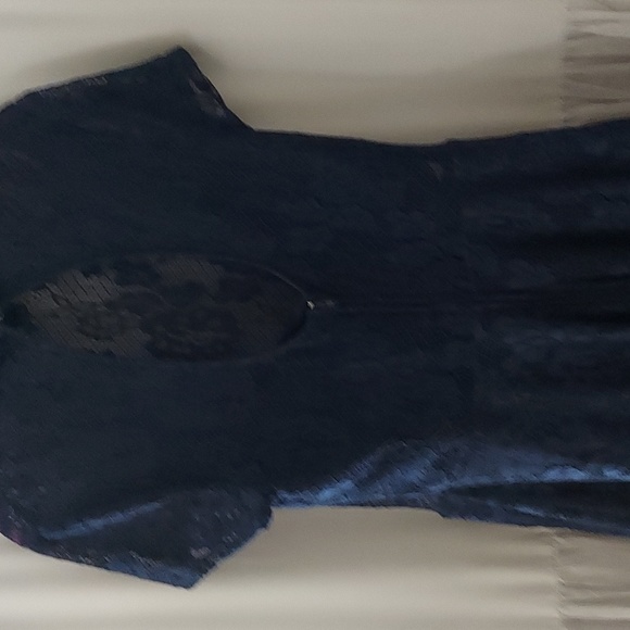 Sixty Triangles juniors Blue lace 2fer flowy dress Sz 13 - Picture 8 of 16